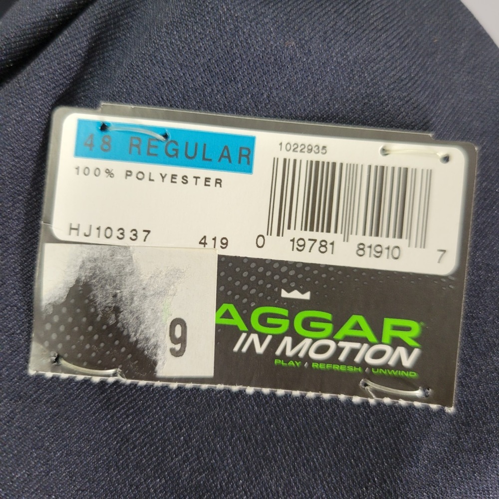 Haggar Men's Sport Coat Blazer Two Button Navy Polyester IN MOTION 48R NEW - Picture 10 of 12